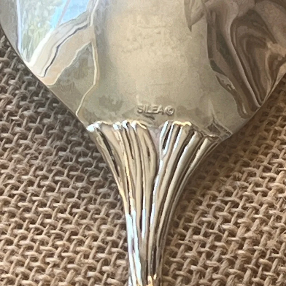 Silea Silver Plated Ginkgo Leaf Salad Servers Set 2 Piece Botanical Design